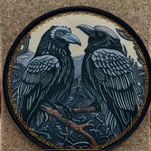 Embroidered Bird Patch - Black and Gray